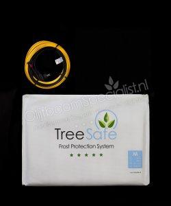 TreeSafe boomjas met een TreeSafe warmteslang, het boomjas is wit in kleur en het warmteslang is oranje in kleur